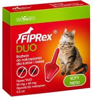 Fiprex Duo Roztwór do nakrapiania dla kotów i fretek 1 pipeta 0,5 ml