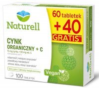 NATURELL Cynk Organiczny + C 100 tabletek