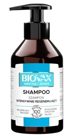 BIOVAX Keratyna + jedwab Szampon do włosów przesuszonych i puszących się 200 ml