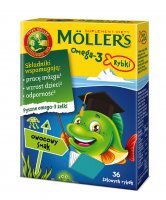 Moller's Omega-3 Żelki Rybki o smaku o smaku owocowym 36 sztuk