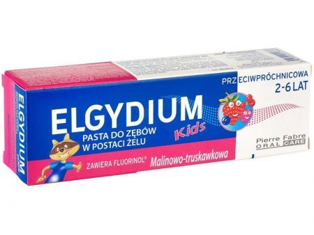 ELGYDIUM KIDS Pasta do zębów w postaci żelu, malinowo-truskawkowa 50 ml