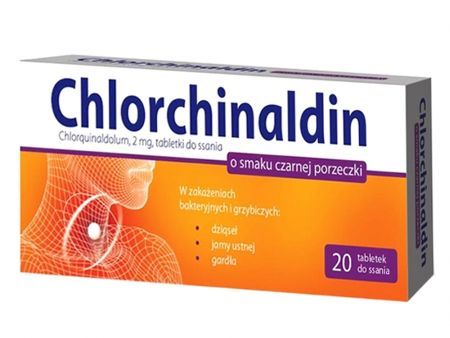 Chlorchinaldin o smaku czarnej  porzeczki tabletki do ssania 20 sztuk