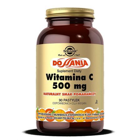 SOLGAR Witamina C 500 mg do ssania 90 pastylek o smaku pomarańczowym