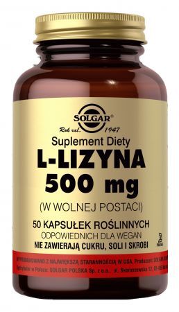SOLGAR L-lizyna 500 mg 50 kapsułek